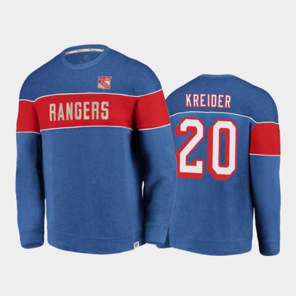 Men's New York Rangers Chris Kreider #20 Varsity Reserve Blue Sweatshirt