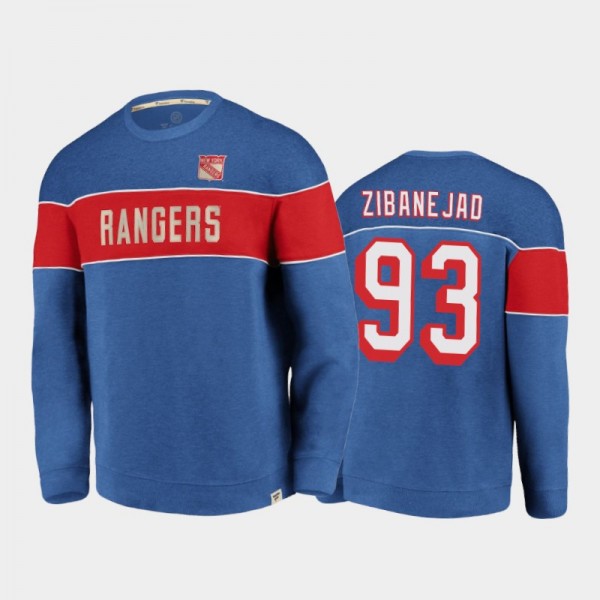 Men's New York Rangers Mika Zibanejad #93 Varsity Reserve Blue Sweatshirt