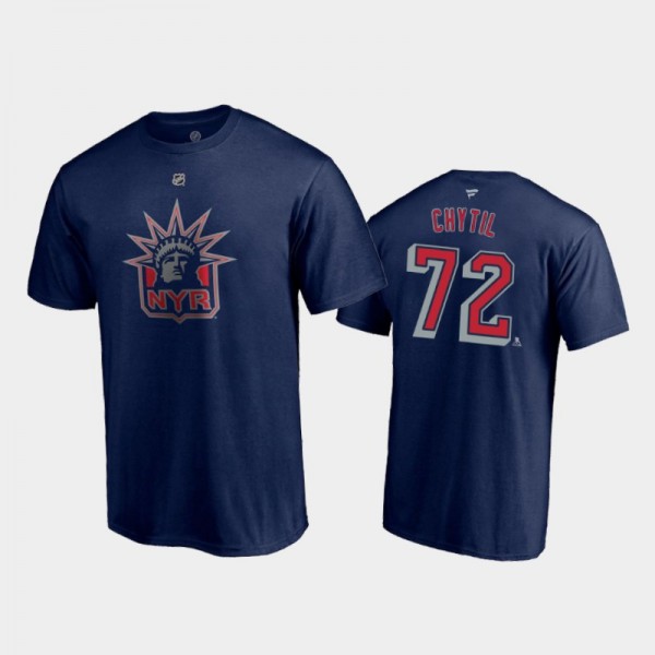 Men's New York Rangers Filip Chytil #72 Special Edition Authentic Stack 2021 Reverse Retro Navy T-Shirt