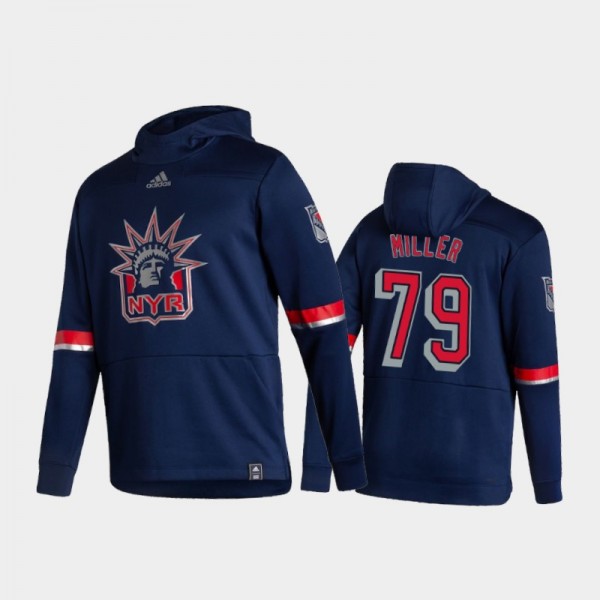 Men's New York Rangers K'Andre Miller #79 Authentic Pullover Special Edition 2021 Reverse Retro Navy Hoodie