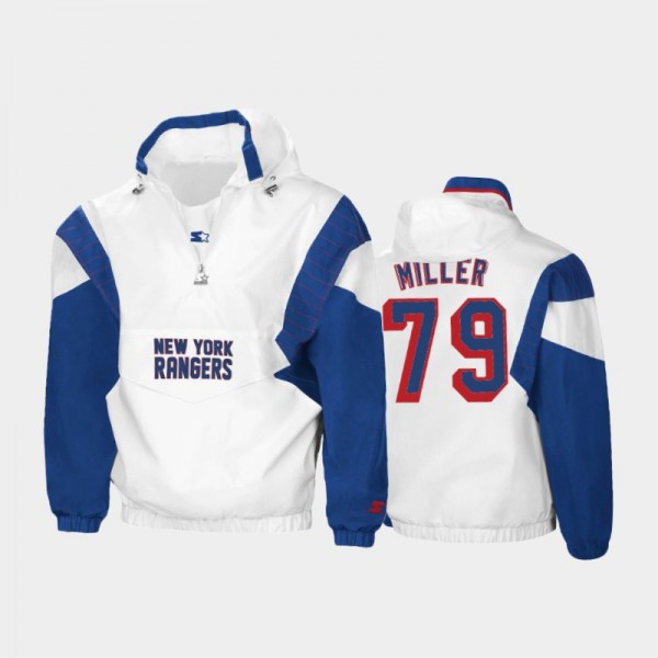 Men's New York Rangers K'Andre Miller #79 Half-Zip Spring Trainer White Jacket