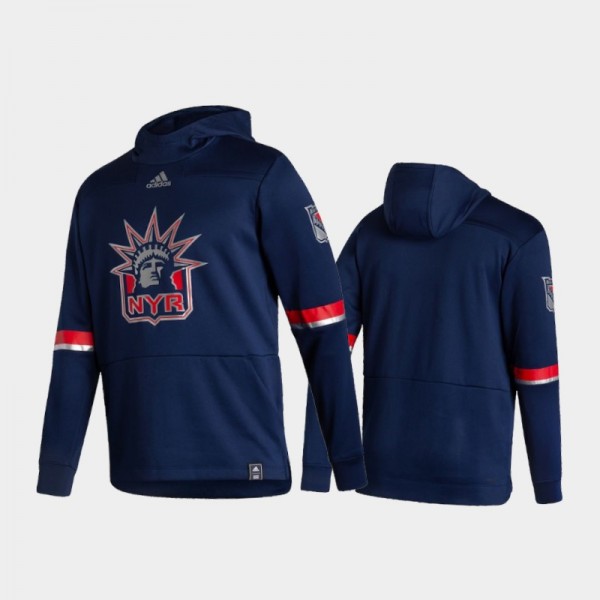 Men's New York Rangers 2021 Reverse Retro Authentic Pullover Special Edition Navy Hoodie