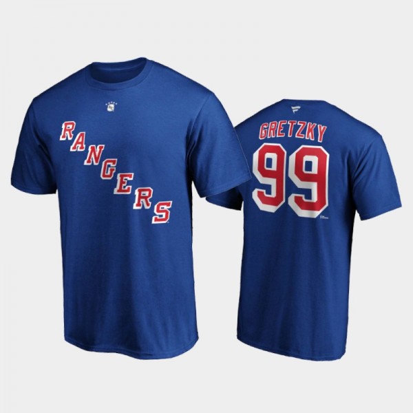 Men's New York Rangers Wayne Gretzky #99 Nickname Retired Player Blue T-Shirt