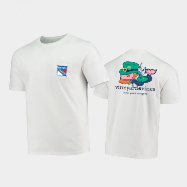 Men's New York Rangers 2021 St. Patrick's Day Vineyard Vines White T-Shirt