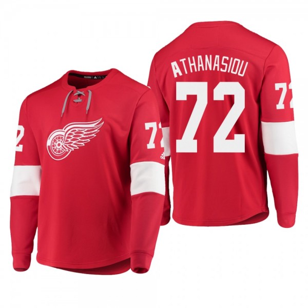 Red Wings Andreas Athanasiou #72 Platinum Long Sleeve 2018-19 Cheap Jersey T-Shirt Red