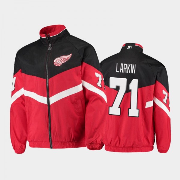 Red Wings Dylan Larkin #71 The Bench Coach Raglan Full-Zip Jacket Red Black