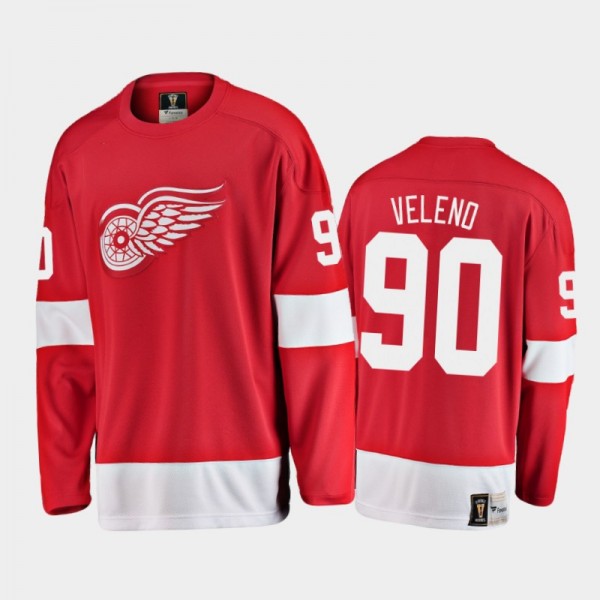 Men's Detroit Red Wings Joe Veleno #90 Heritage Red 2021 Jersey