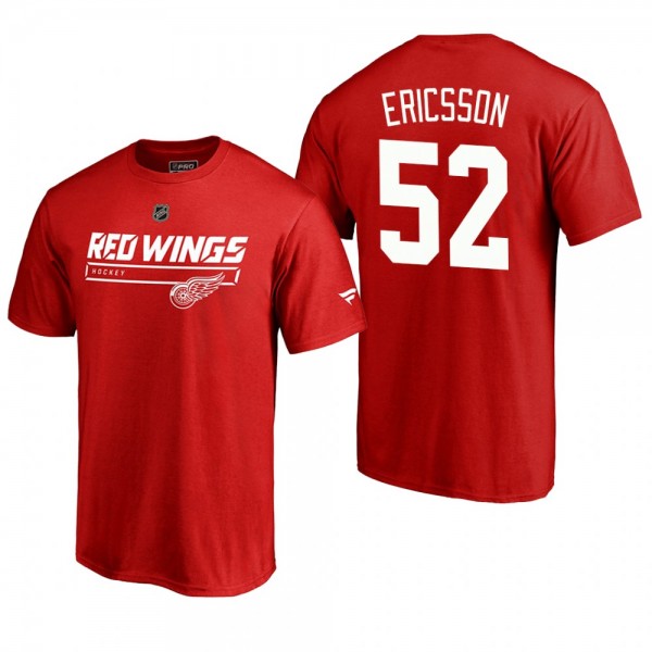 Men's Detroit Red Wings Jonathan Ericsson #52 Rinkside Collection Prime Authentic Pro Red T-shirt