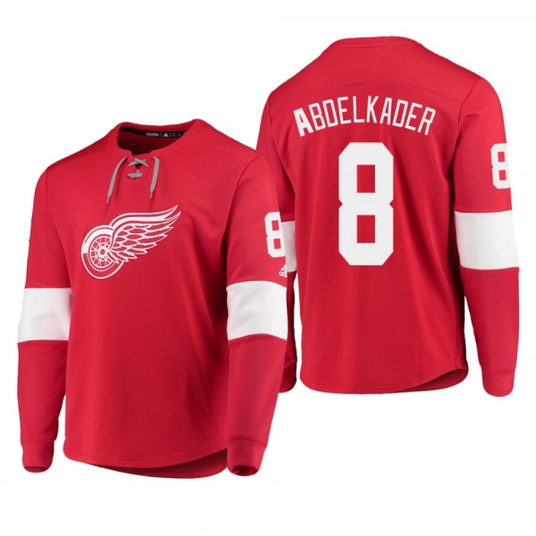 Red Wings Justin Abdelkader #8 Platinum Long Sleeve 2018-19 Cheap Jersey T-Shirt Red