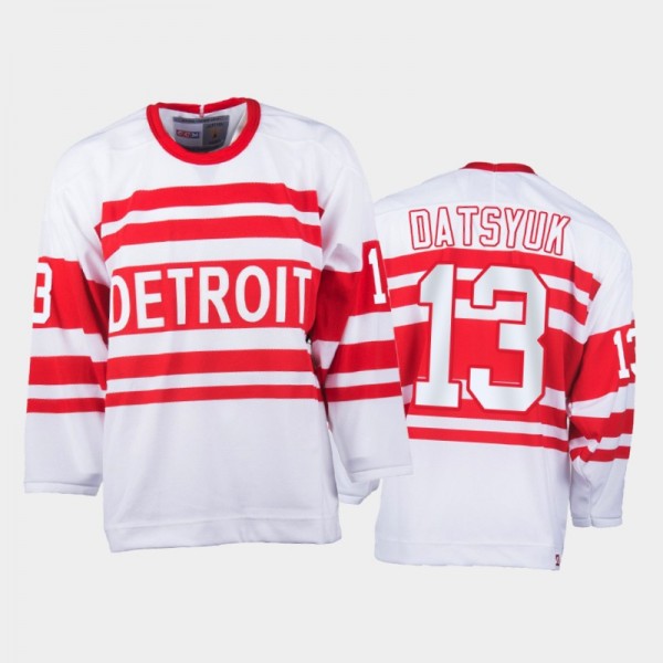 Detroit Red Wings Pavel Datsyuk #13 Heritage White Replica Throwback Jersey