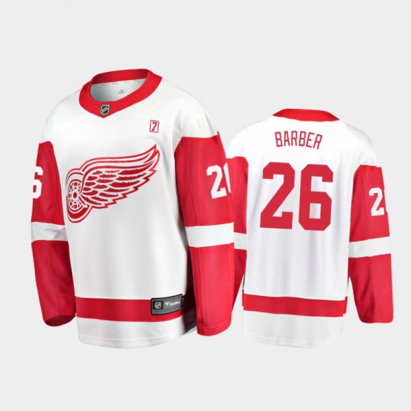 Detroit Red Wings #26 Riley Barber White 2021-22 Away Jersey