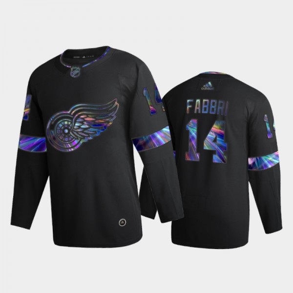 Men's Detroit Red Wings Robby Fabbri #14 Iridescent Holographic Black Authentic Jersey