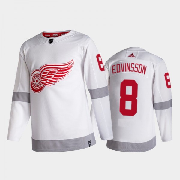 Men Detroit Red Wings Simon Edvinsson #8 2021 Reve...