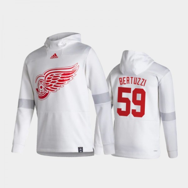 Men's Detroit Red Wings Tyler Bertuzzi #59 Authentic Pullover Special Edition 2021 Reverse Retro White Hoodie