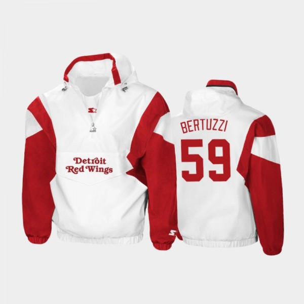 Men's Detroit Red Wings Tyler Bertuzzi #59 Half-Zip Spring Trainer White Jacket