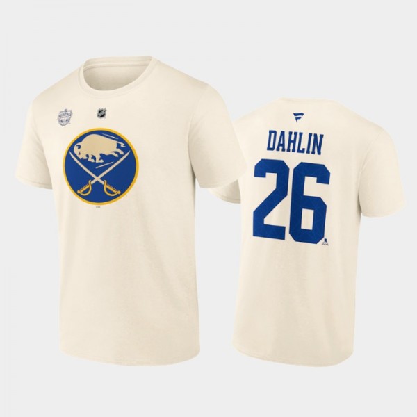 Men Buffalo Sabres Rasmus Dahlin #26 2022 Heritage Classic Cream T-Shirt