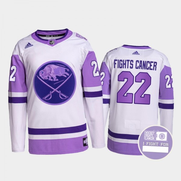 Buffalo Sabres Hockey Fights Cancer White Purple #22 Primegreen Jersey