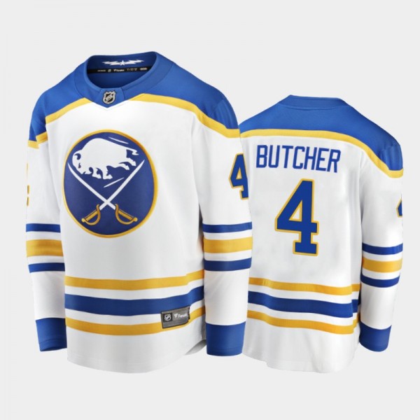 Sabres Will Butcher #4 Away 2021-22 White Player J...