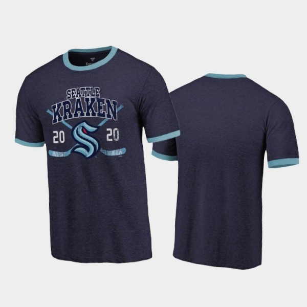 Men's Seattle Kraken Buzzer Beater Ringer 32nd Club Deep Sea Blue T-Shirt