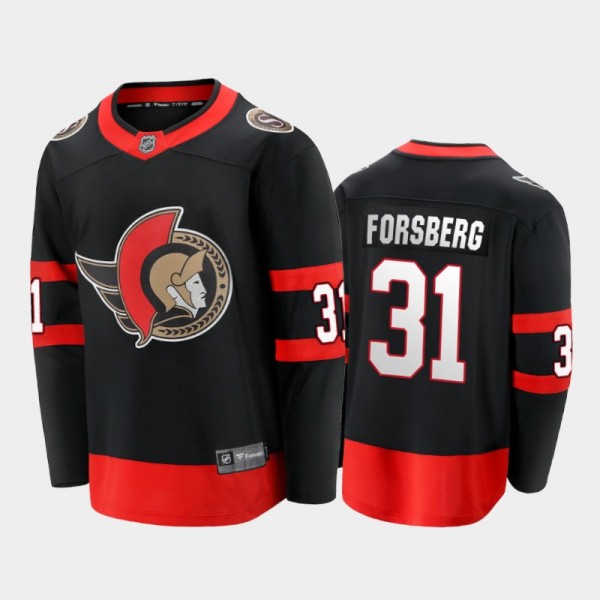 Senators Anton Forsberg #31 Home Black Player Jers...