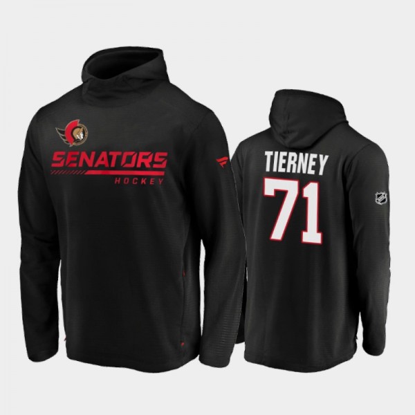 Ottawa Senators Chris Tierney #71 Locker Room Pullover 2020-21 Authentic Pro Black Hoodie
