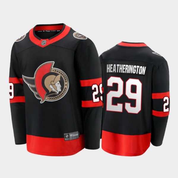 Senators Dillon Heatherington #29 Home 2021 Black Player Jersey