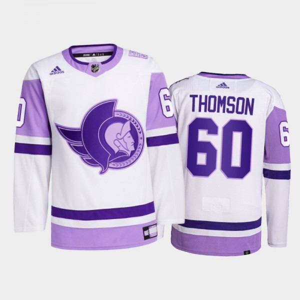 Lassi Thomson #60 Ottawa Senators 2021 HockeyFightsCancer White Primegreen Jersey