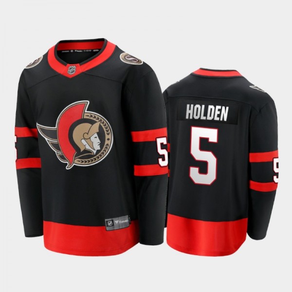 Senators Nick Holden #5 Home 2021 Black Player Jer...