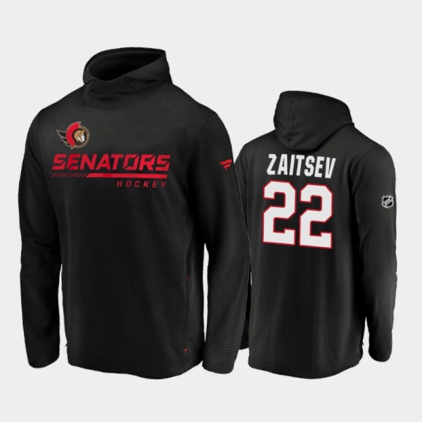 Ottawa Senators Nikita Zaitsev #22 Locker Room Pullover 2020-21 Authentic Pro Black Hoodie