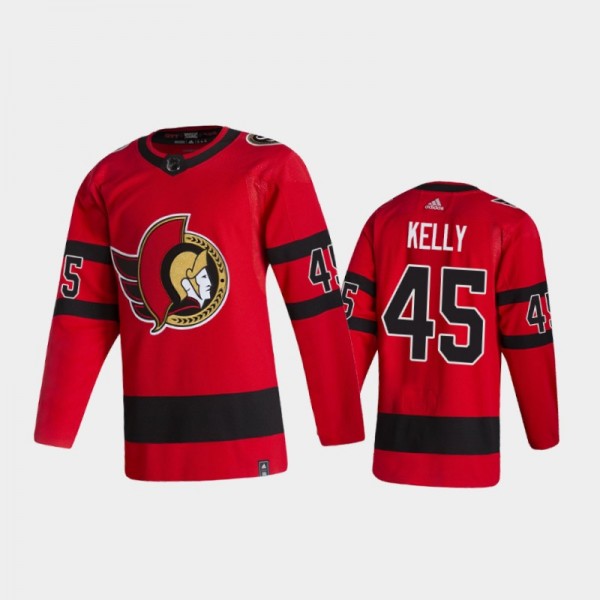 Men's Ottawa Senators Parker Kelly #45 Reverse Retro 2021 Red Authentic Jersey