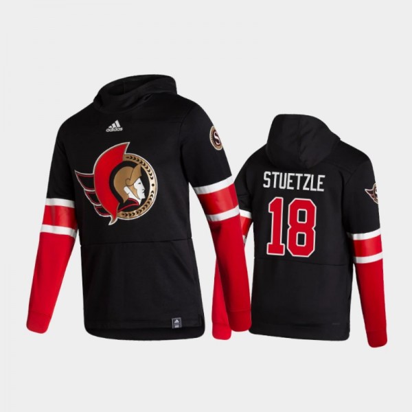 Men's Ottawa Senators Tim Stuetzle #18 Authentic Pullover Special Edition 2021 Reverse Retro Black Hoodie