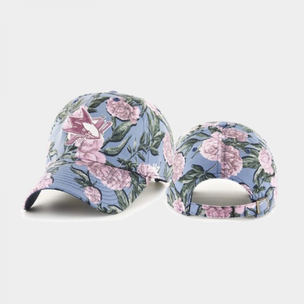 Women's San Jose Sharks Peony Clean Up Floral Fashion Blue Hat
