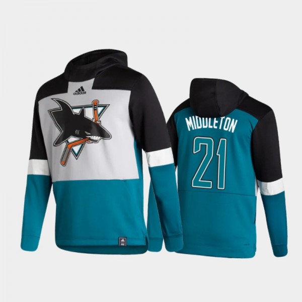 Men's San Jose Sharks Jacob Middleton #21 Authentic Pullover Special Edition 2021 Reverse Retro Gray Hoodie