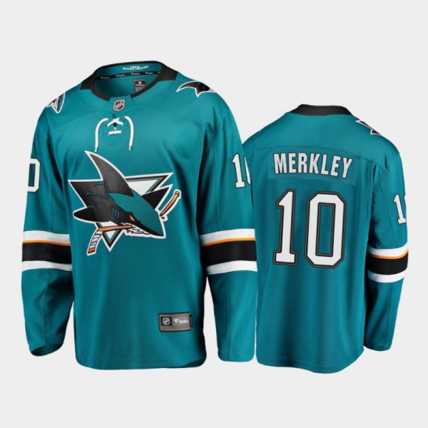 San Jose Sharks #10 Nick Merkley Home Teal 2021-22 Player Jersey