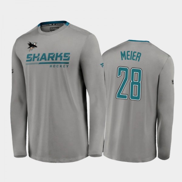 Men's San Jose Sharks Timo Meier #28 Locker Room Long Sleeve Special Edition Gray T-Shirt