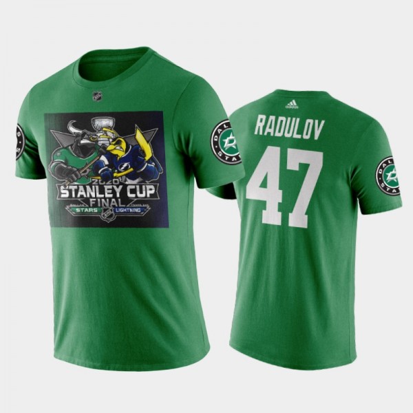 Dallas Stars Alexander Radulov #47 Matchup Cartoon vs Lightning 2020 Stanley Cup Final Green T-Shirt