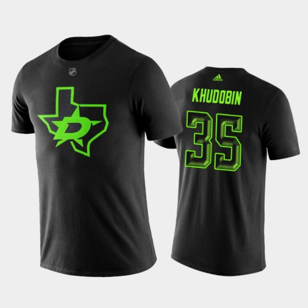 Men's Dallas Stars Anton Khudobin #35 Blackout Alt...