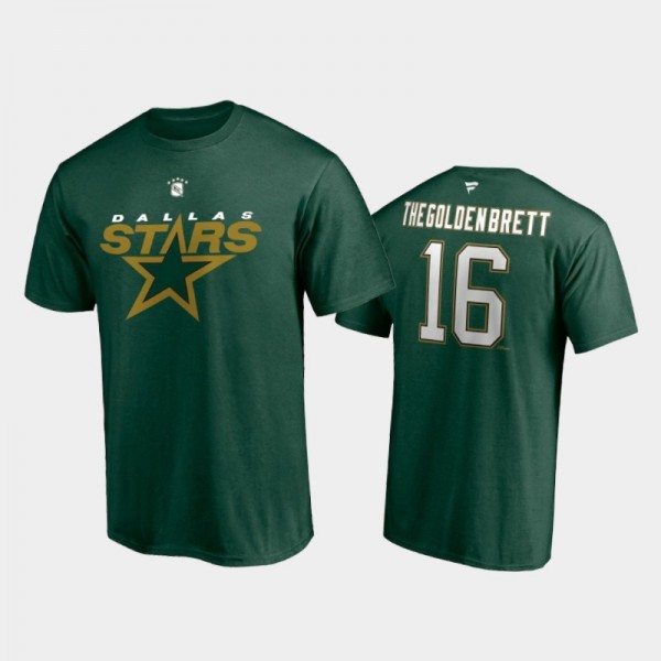 Men's Dallas Stars Brett Hull #16 Authentic Stack Retired Player Nickname Kelly Green T-Shirt