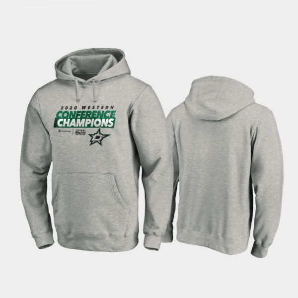 Men's Dallas Stars 2020 Western Conference Champions Locker Room Taped Up Pullover Gray Hoodie
