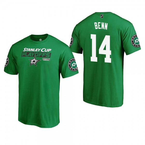 Men's Dallas Stars Jamie Benn #14 Bound Body Checking 2019 Stanley Cup Playoffs Kelly Green T-Shirt