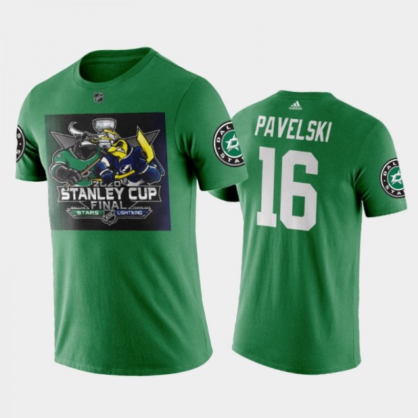 Dallas Stars Joe Pavelski #16 Matchup Cartoon vs Lightning 2020 Stanley Cup Final Green T-Shirt