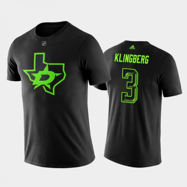 Men's Dallas Stars John Klingberg #3 Blackout Alternate Black T-Shirt