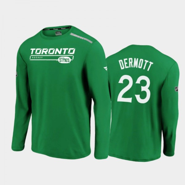 Toronto St. Pat's Travis Dermott Authentic Pro Clutch Long Sleeve 2020 St. Patrick's Day Kelly Green T-Shirt