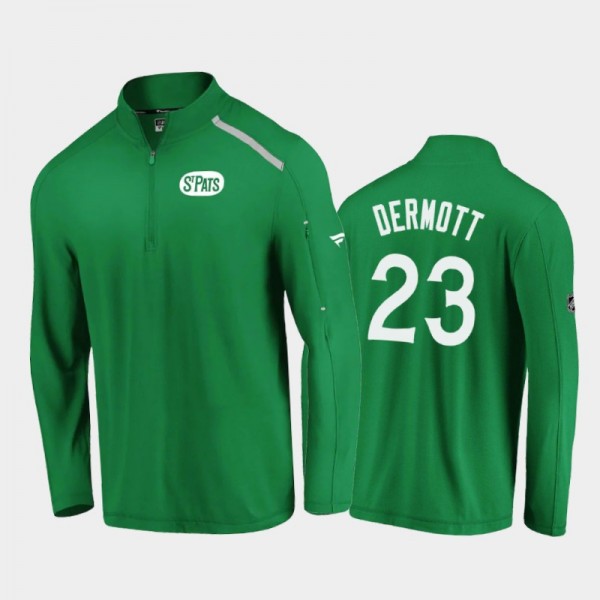 Toronto St. Pat's Travis Dermott #23 2020 St. Patrick's Day Authentic Pro Clutch Quarter-Zip Pullover Jacket Kelly Green