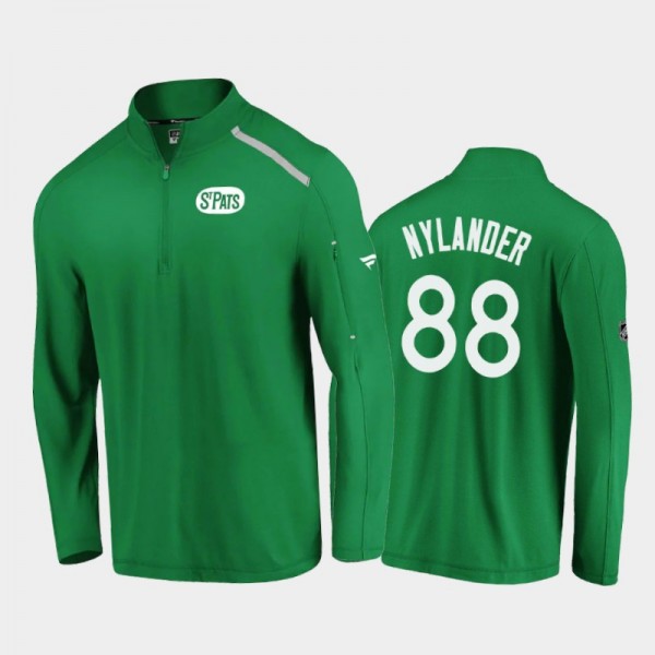 Toronto St. Pat's William Nylander #88 2020 St. Patrick's Day Authentic Pro Clutch Quarter-Zip Pullover Jacket Kelly Green