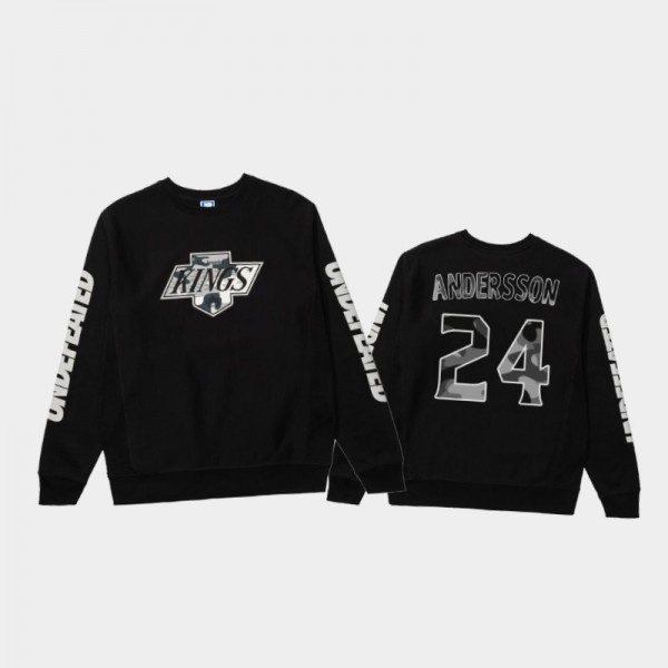 Men's Undefeated X LA Kings Lias Andersson #24 Long Sleeve Warm Up Black T-Shirt