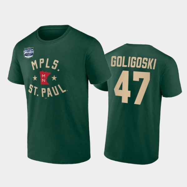 Men Minnesota Wild Alex Goligoski #47 2022 Winter Classic Green T-Shirt