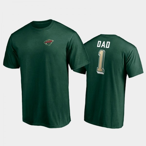 Men's Minnesota Wild 2021 Father Day Green T-Shirt