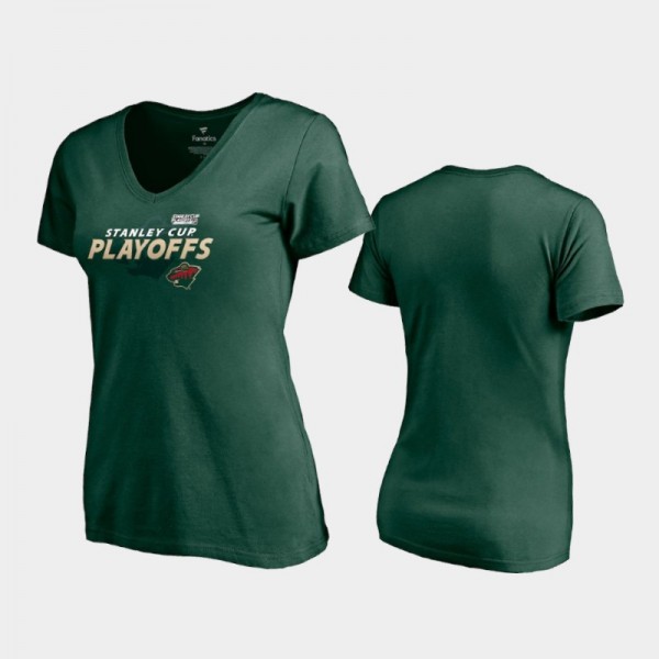 Women Minnesota Wild 2021 Stanley Cup Playoffs Turnover Green T-Shirt