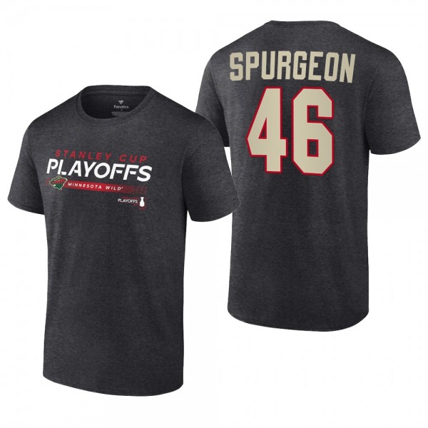 Jared Spurgeon 2022 Stanley Cup Playoffs Minnesota Wild Charcoal T-Shirt